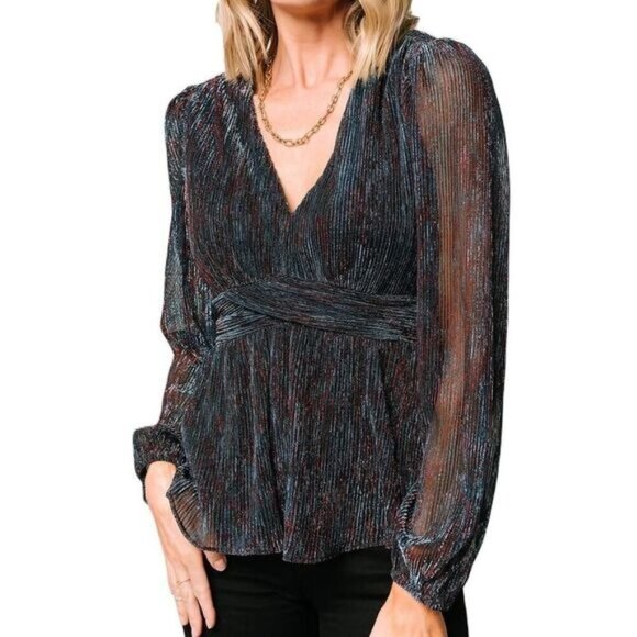 NWOT Skies Are Blue Shimmer‎ Peplum Top XS - Picture 2 of 7